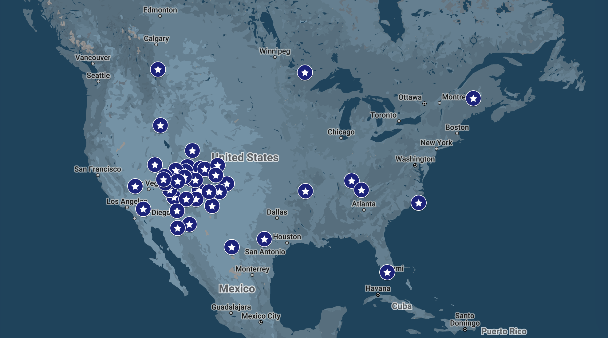 Map of dark parks